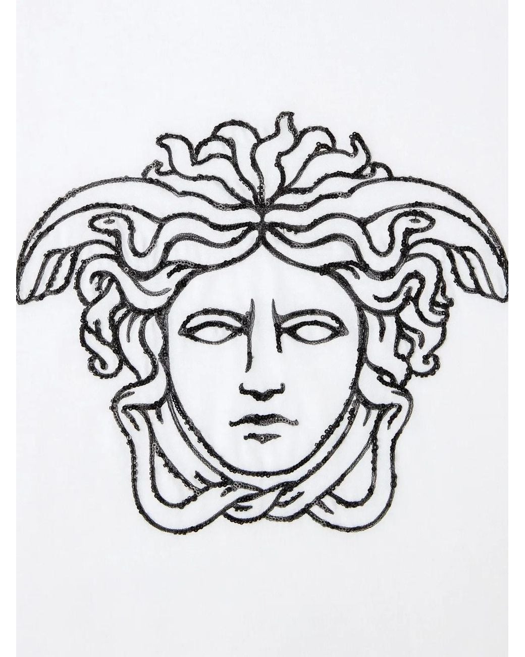 Versace White Embroidered Medusa Head Cotton T-Shirt for men