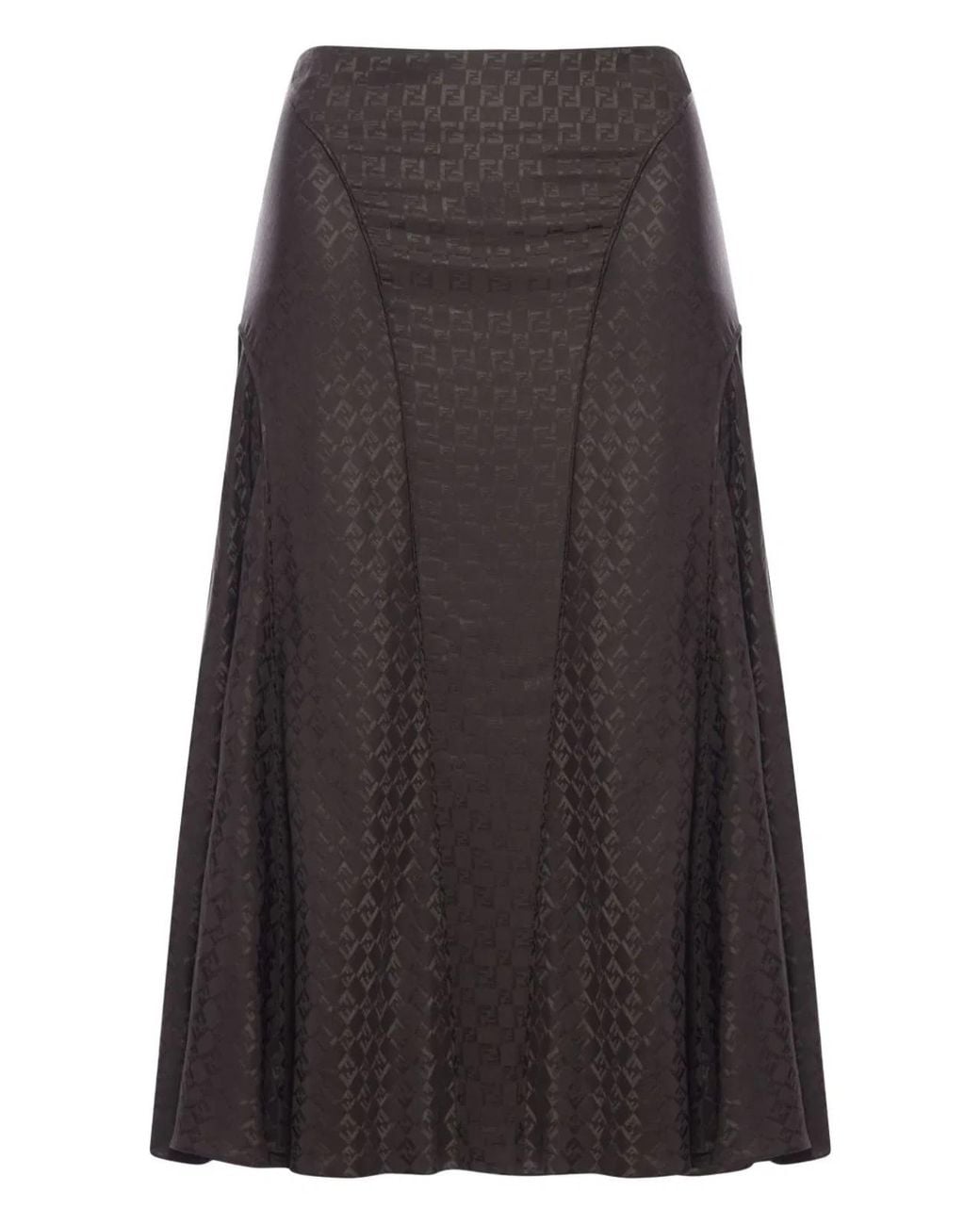 Fendi Gray Ff Jacquard Silk Skirt