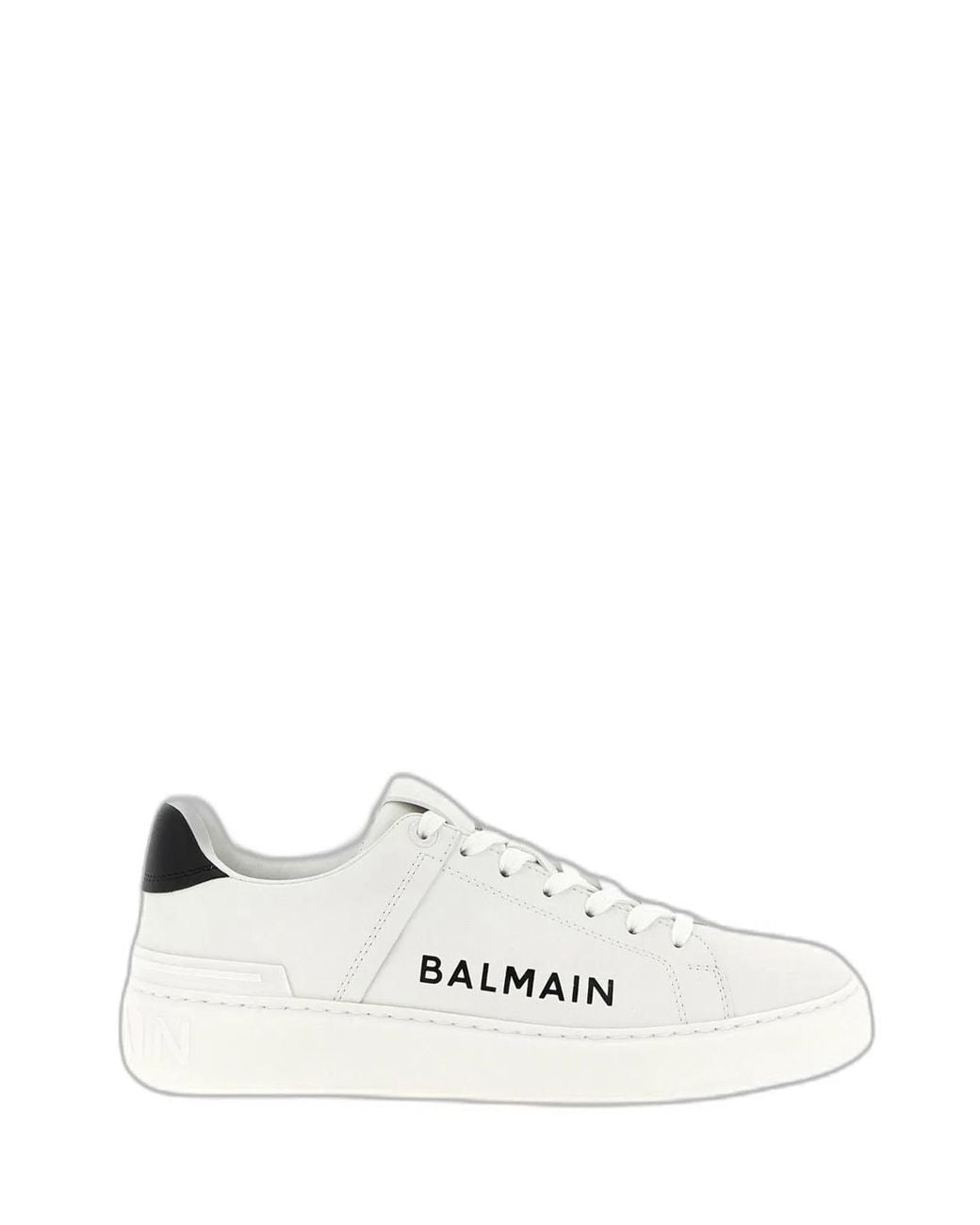 Balmain White Calf Leather Lace-Up Sneaker for men