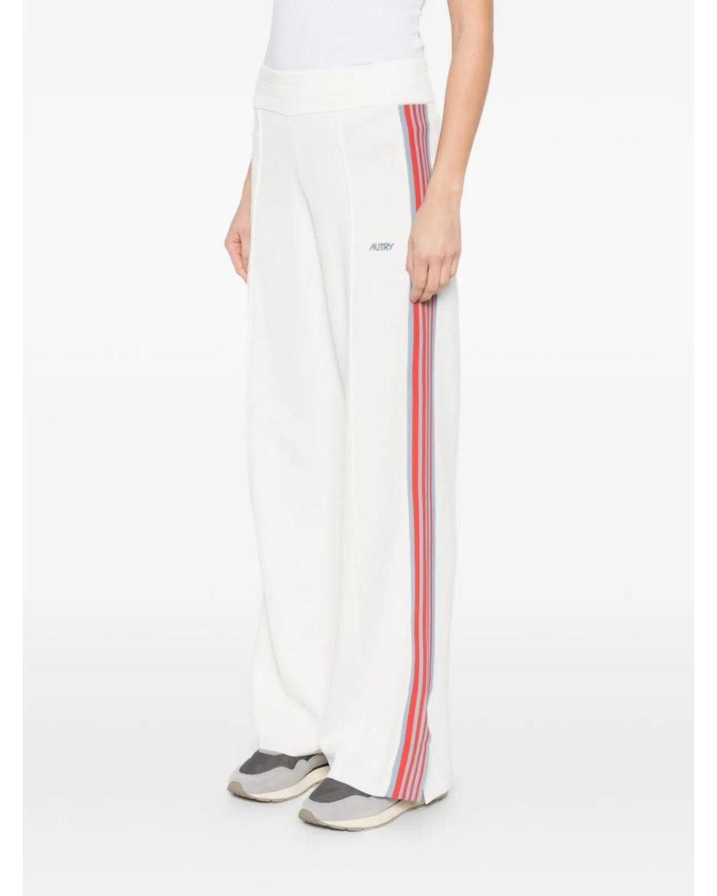 Autry White Logo Embroidered Stripe Trousers