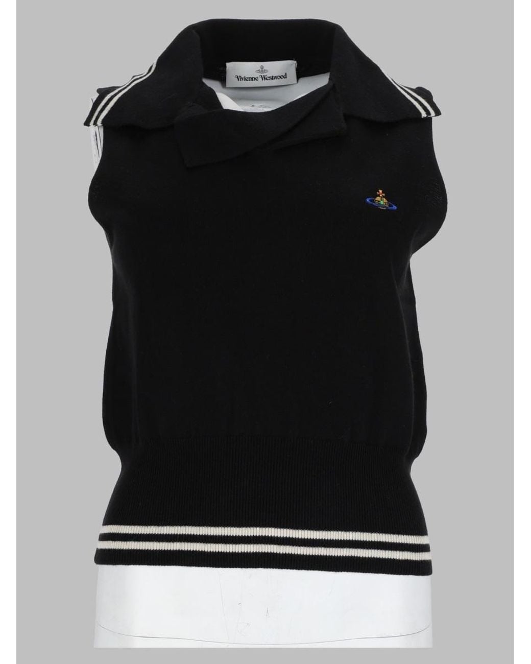Vivienne Westwood Black Striped Cotton-Cashmere Knit Top