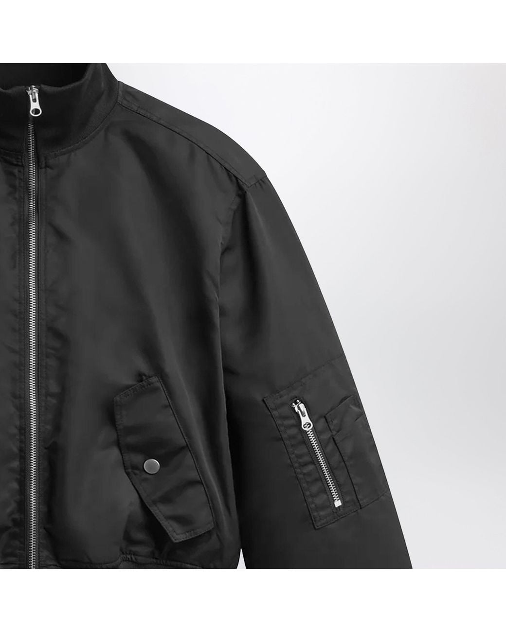Frankie Shop Black Short Storm Technical Fabric Mini Bomber Jacket