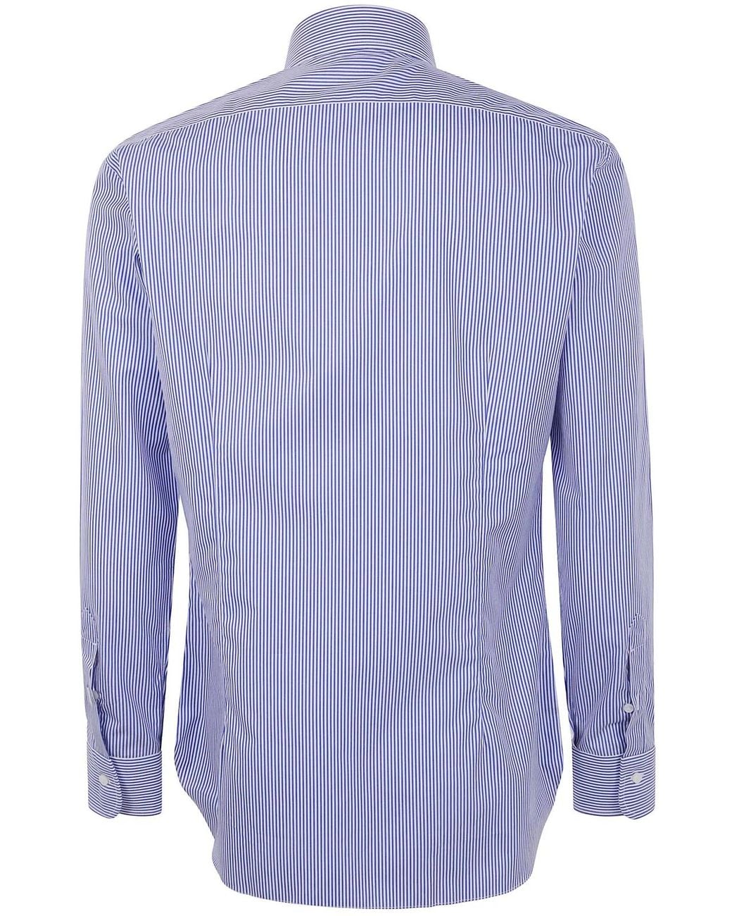 Barba Napoli Blue "Bacchetta" Popeline Shirt for men
