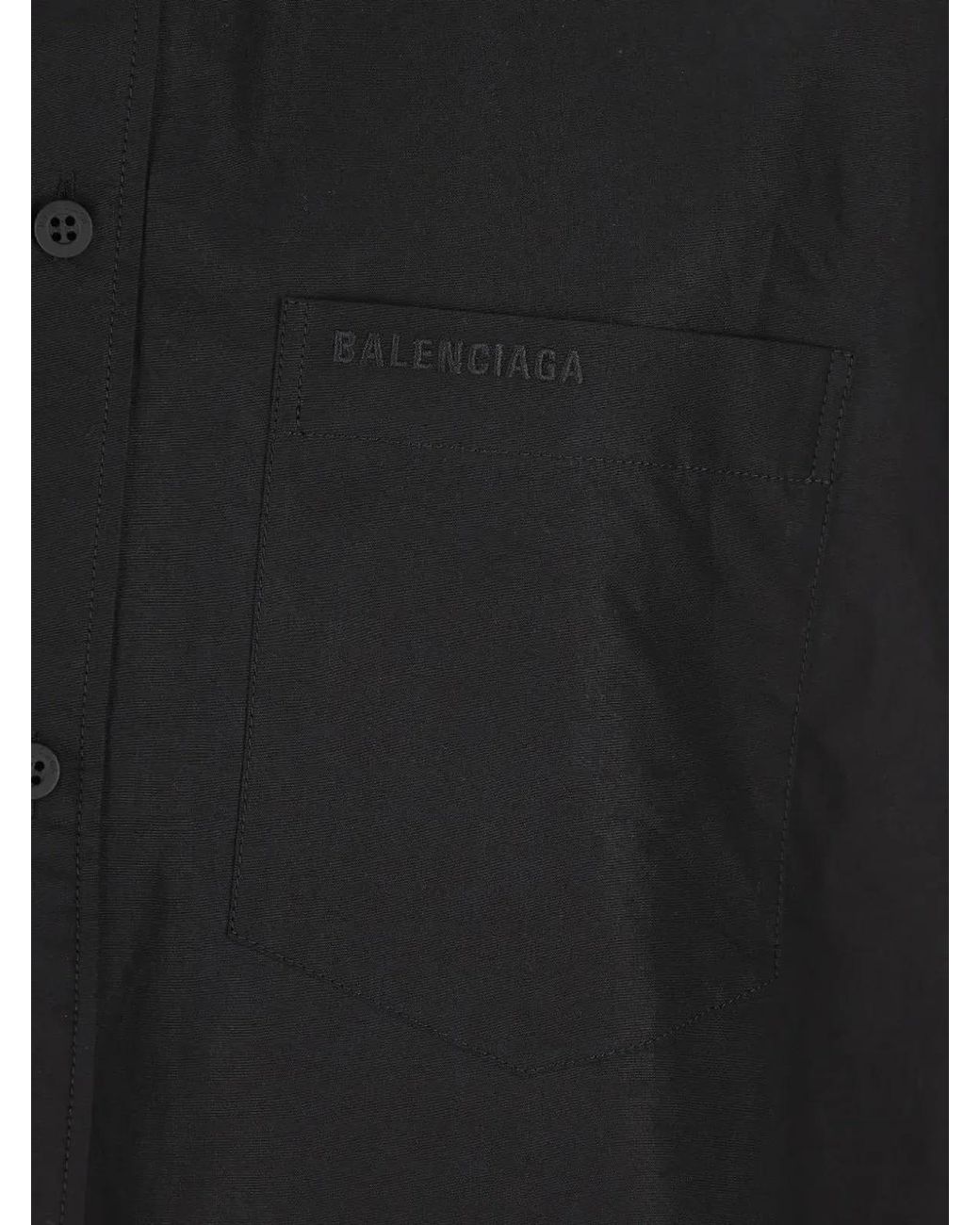 Balenciaga Black Embroidered Shirt With Button-Up Front