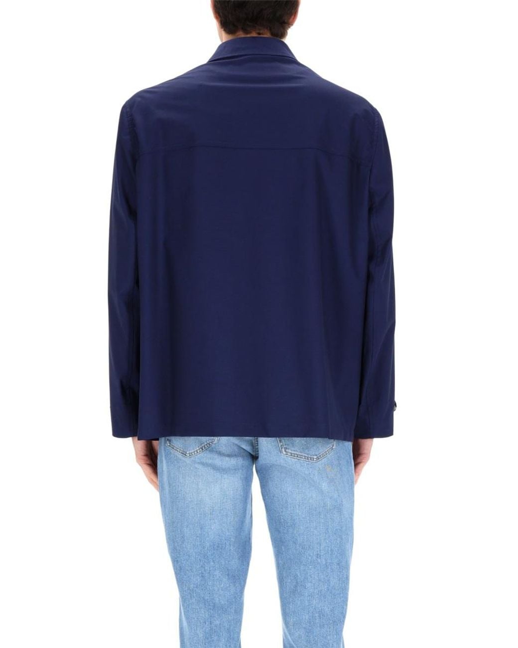 Brunello Cucinelli Blue Wool Canvas Jacket for men