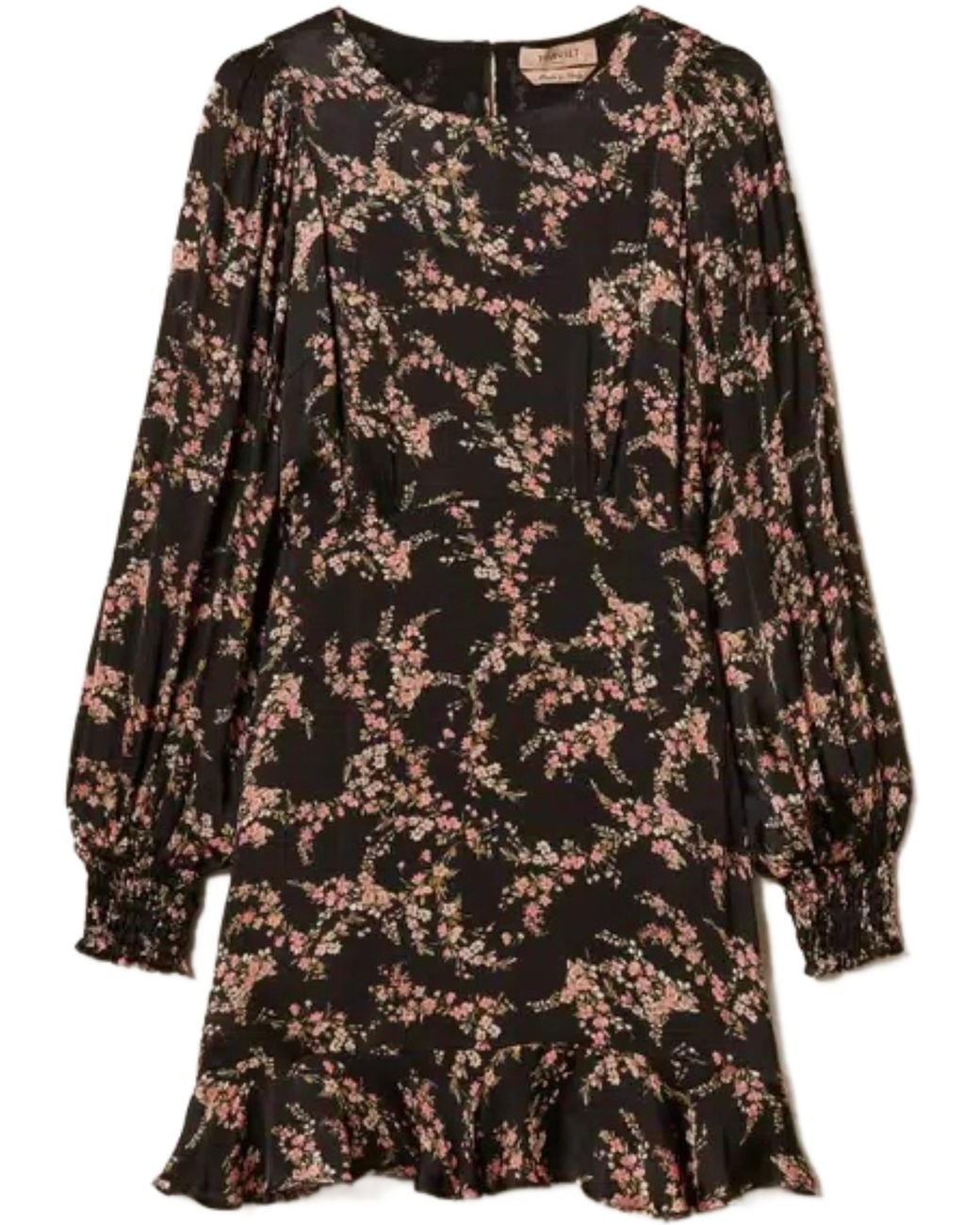 Twinset Black Viscose Abito Midi Dress