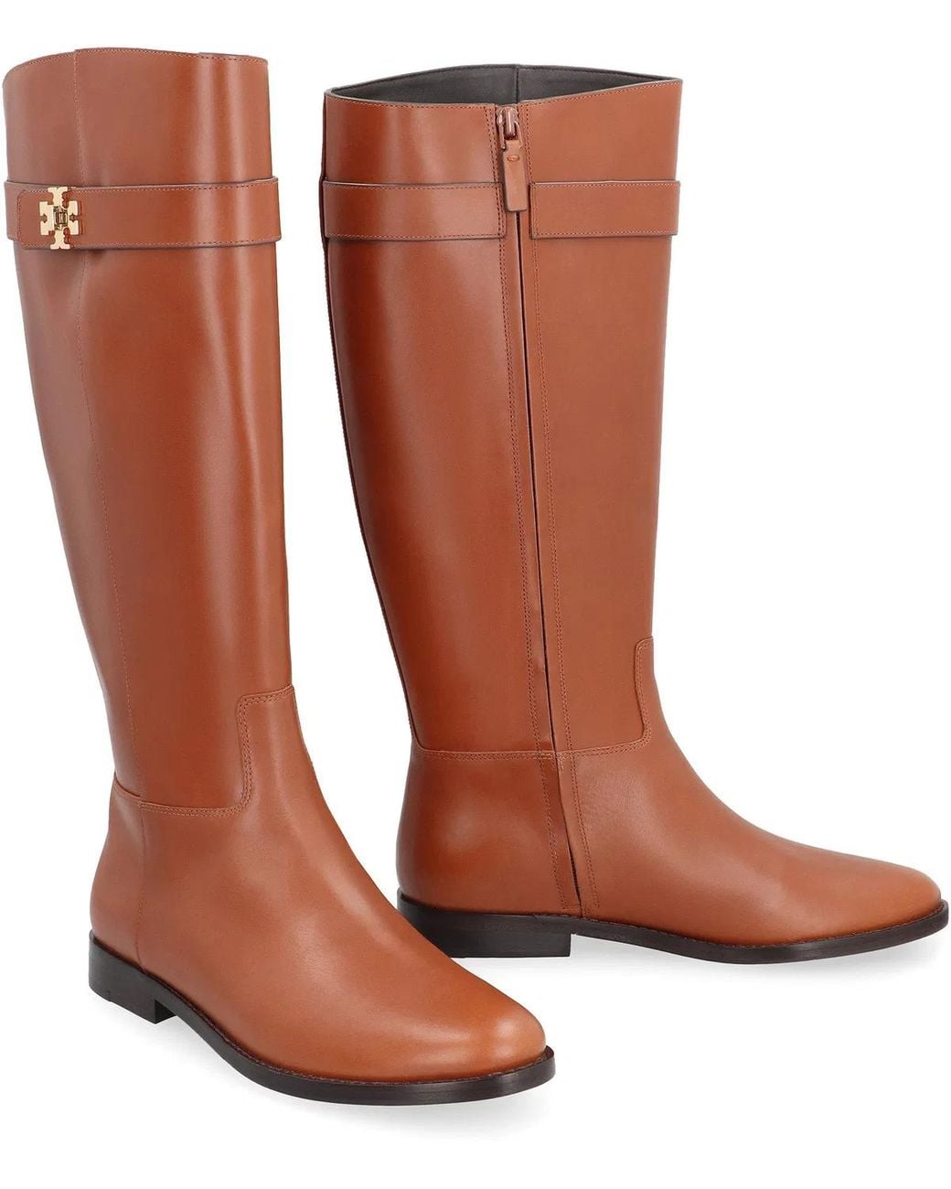 Tory Burch Brown T Lock Riding Boot