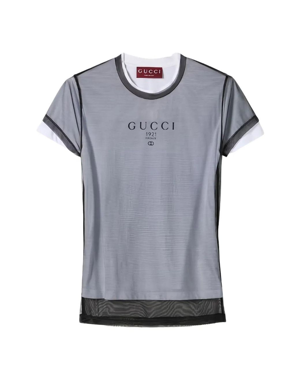 Gucci Gray Double Layered Jersey T-Shirt With Print