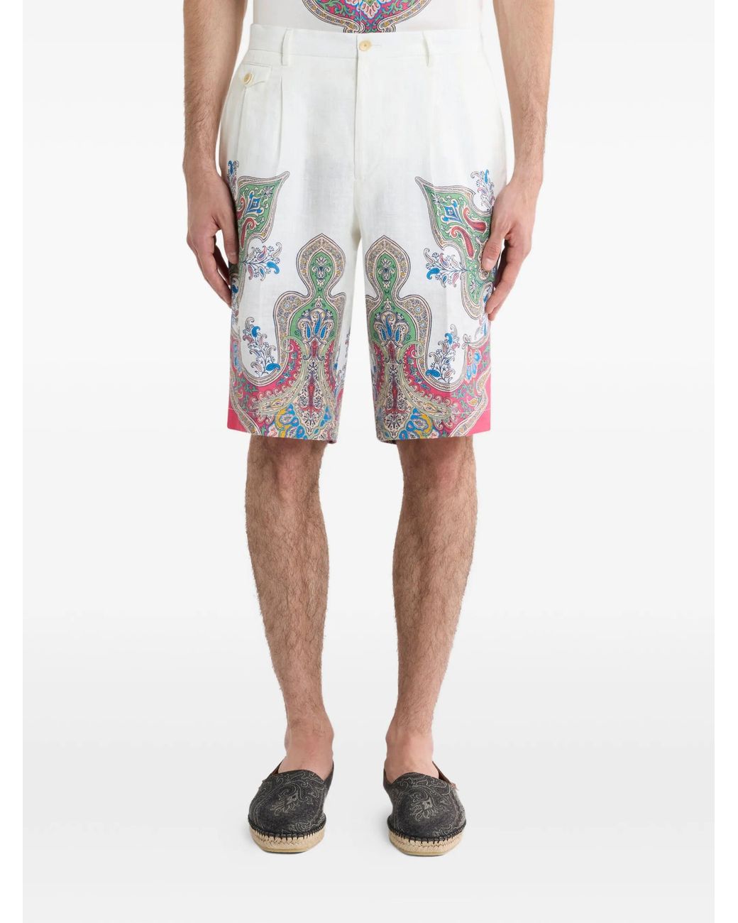 Etro White Linen Cotton Shorts