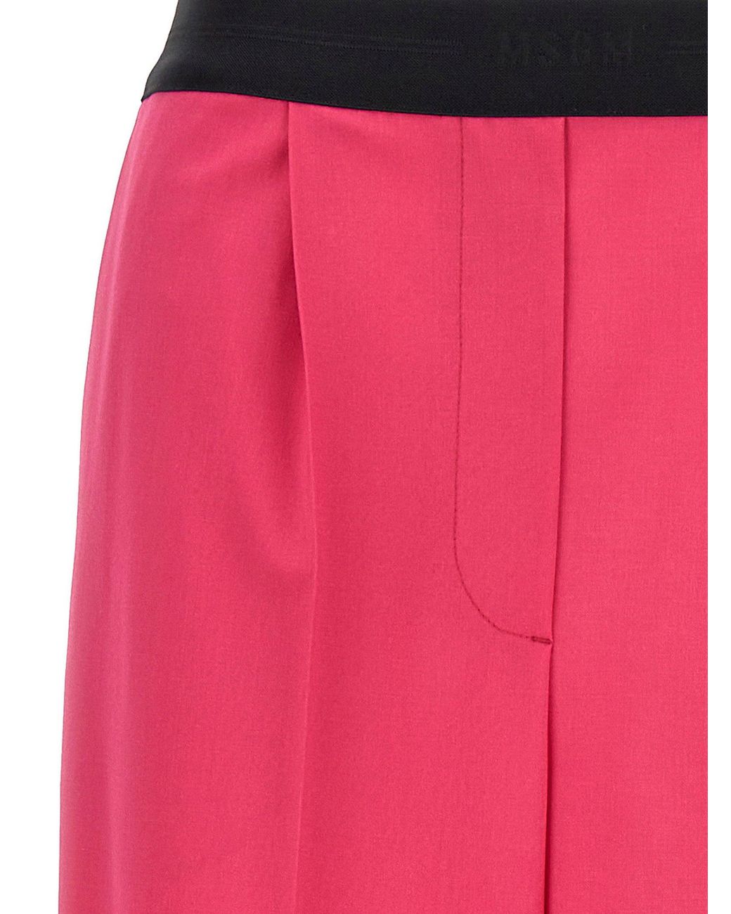 MSGM Pink Pants With Front Pleats