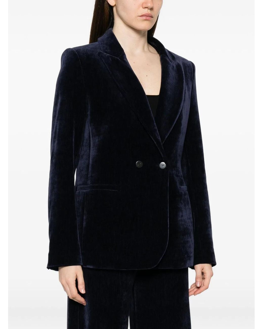 Forte_forte Blue Double Twill Velvet Doublebreasted