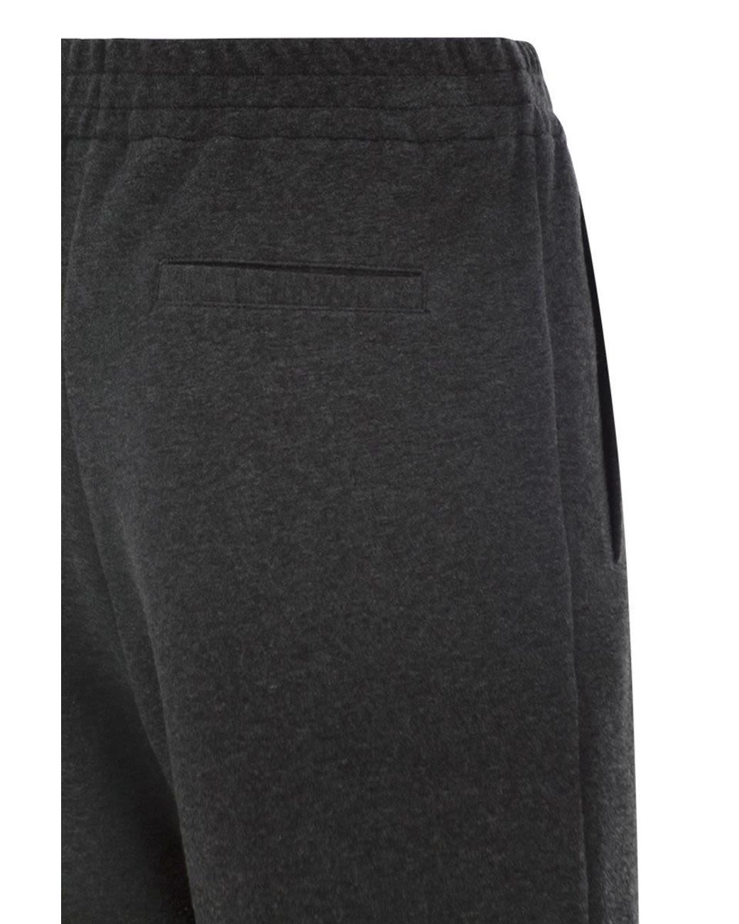 Brunello Cucinelli Black Wide-Leg Cotton And Cashmere Jersey Trousers
