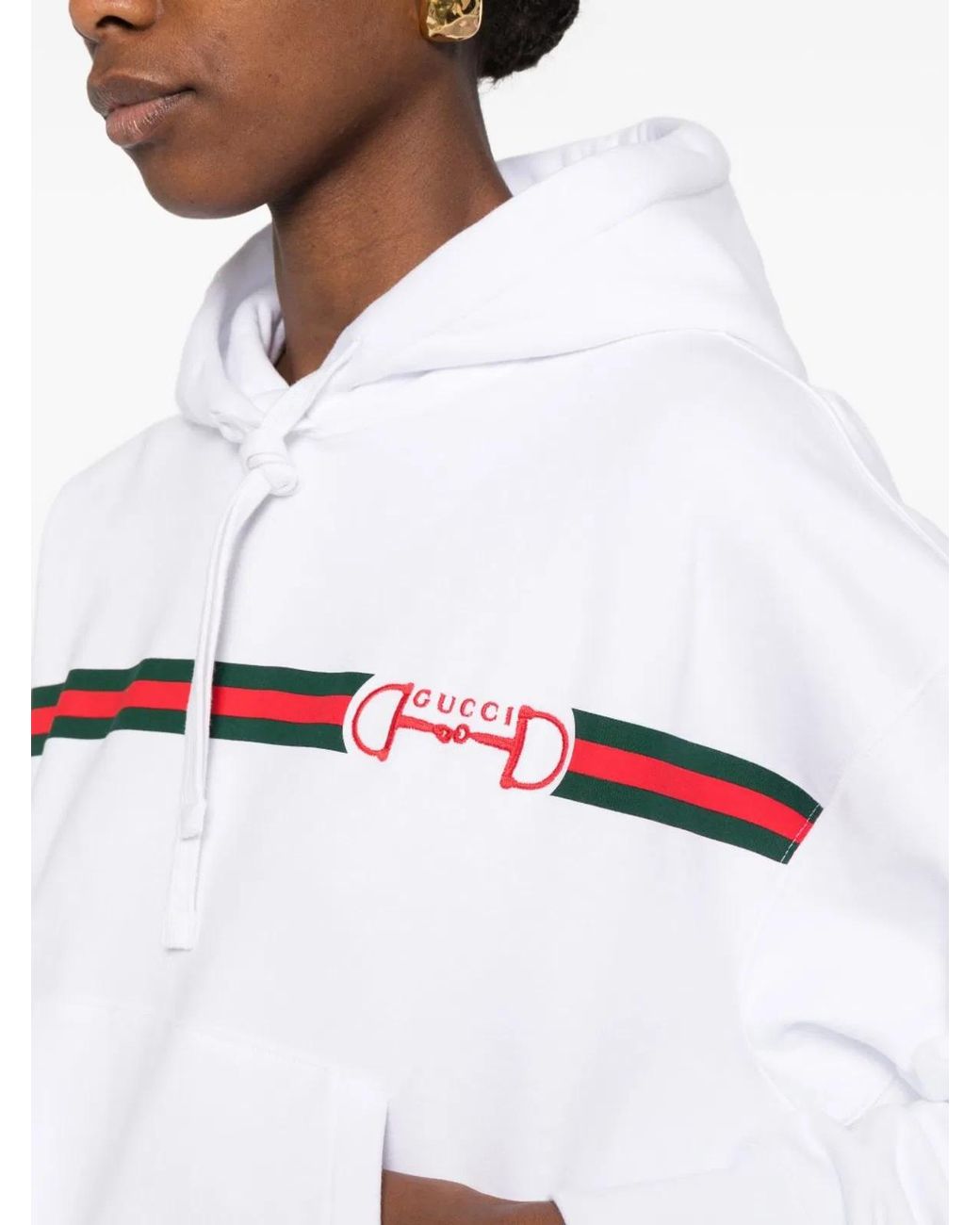 Gucci White Logo Cotton Hoodie