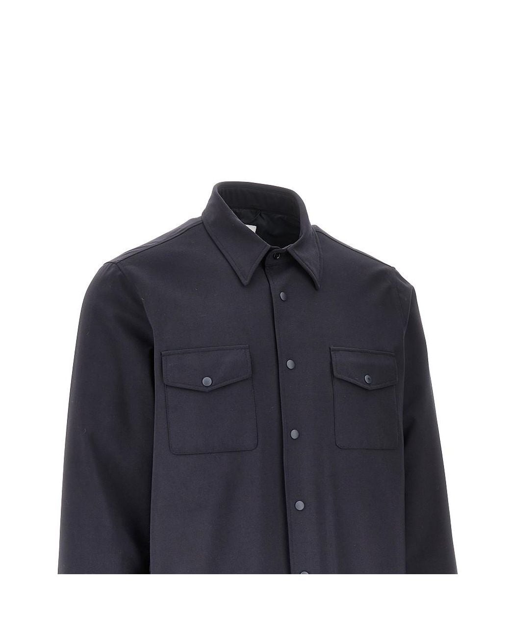 Aspesi Blue Padded Technowool Overshirt for men
