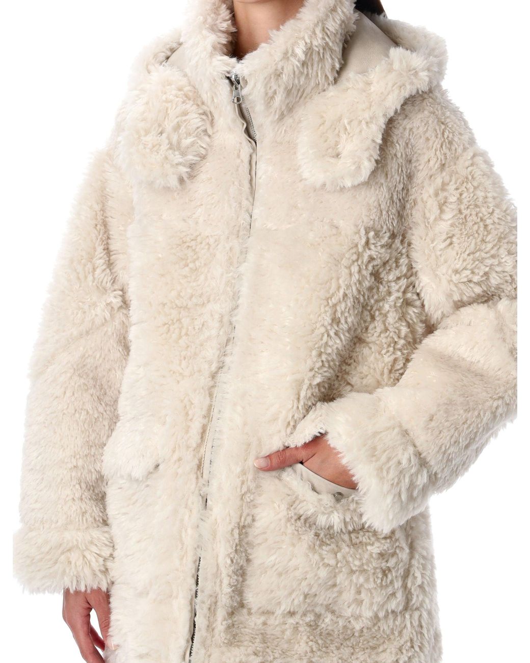 Urbancode Natural Reversible Faux Fur Coat With Hood