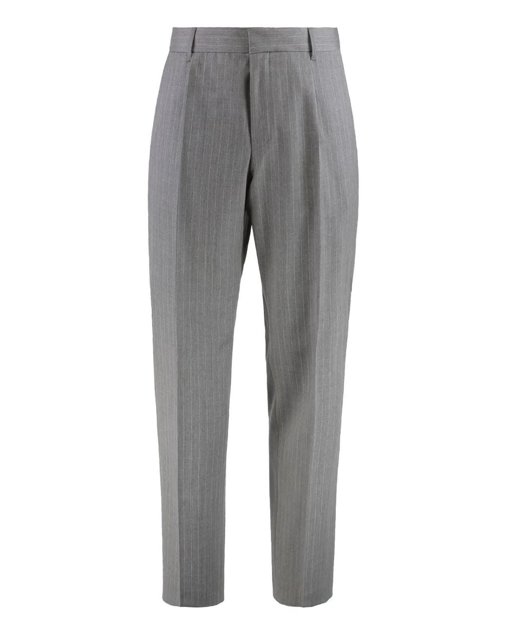 Boss Gray Virgin Wool Trousers for men