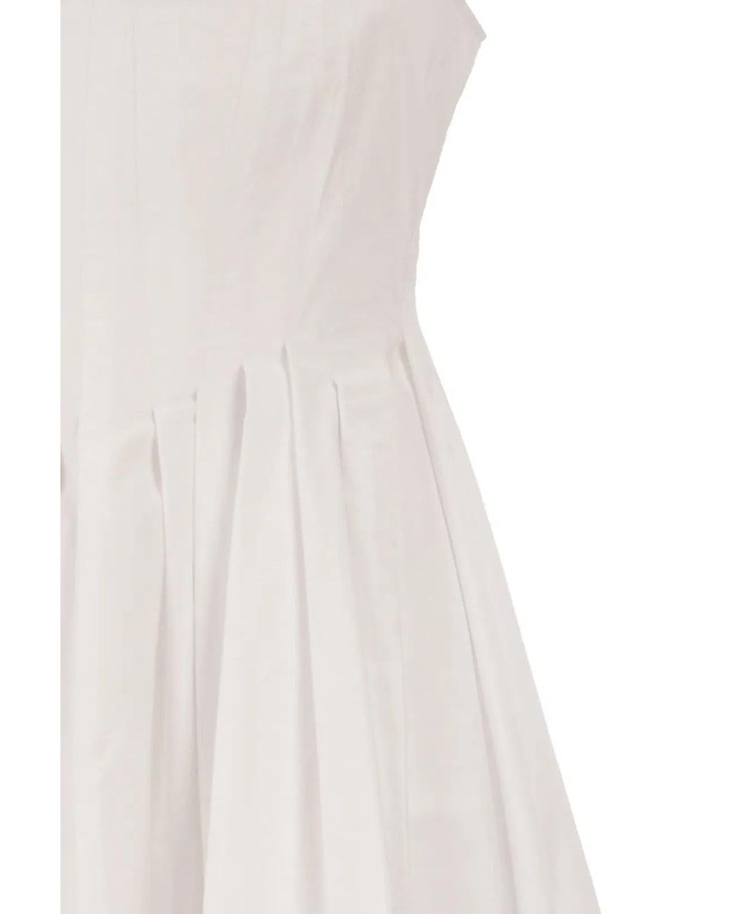 Max Mara White Spxgiro – Structured Cotton Midi Dress With Full Skirt