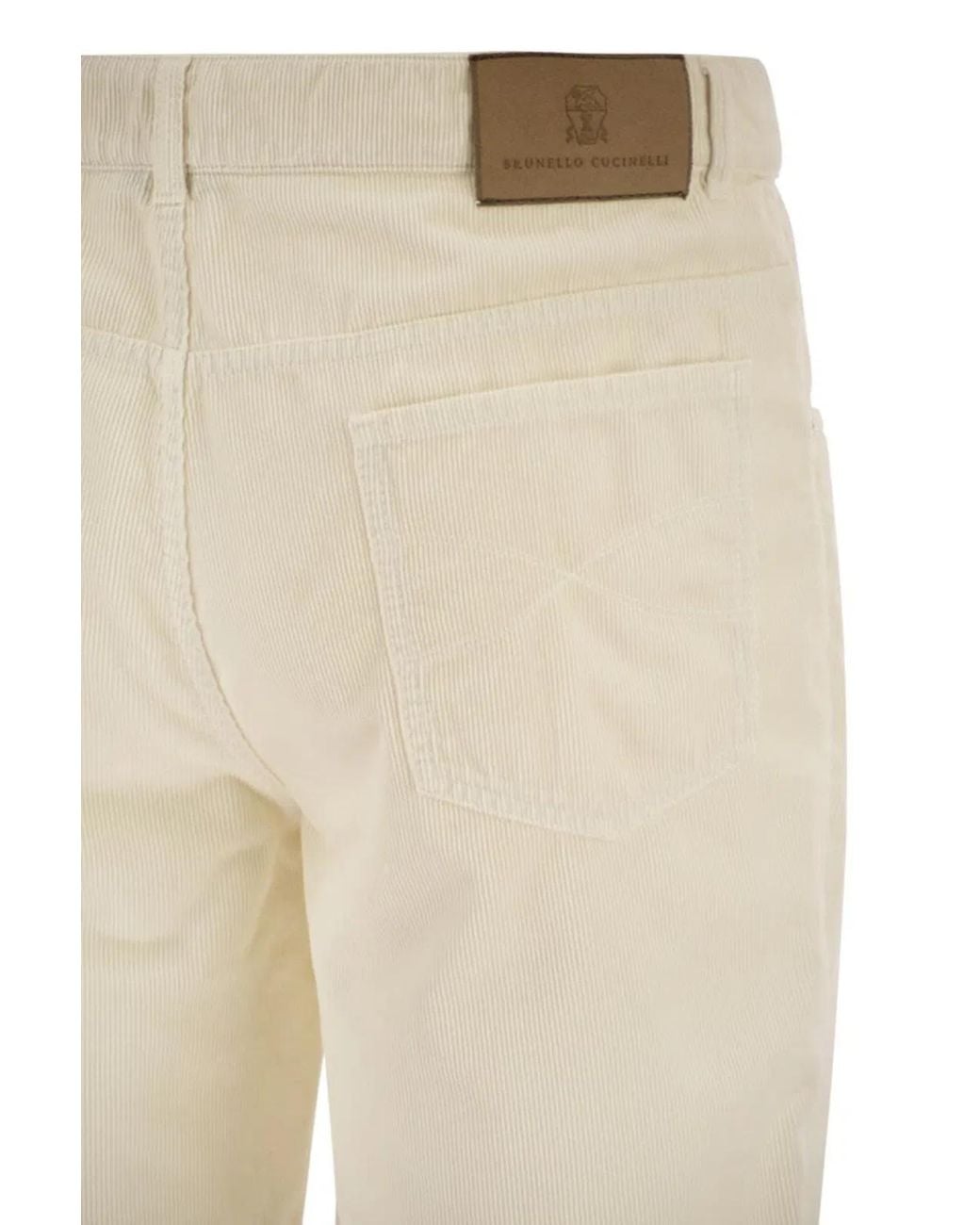 Brunello Cucinelli Natural Five-Pocket Cotton Corduroy Trousers for men
