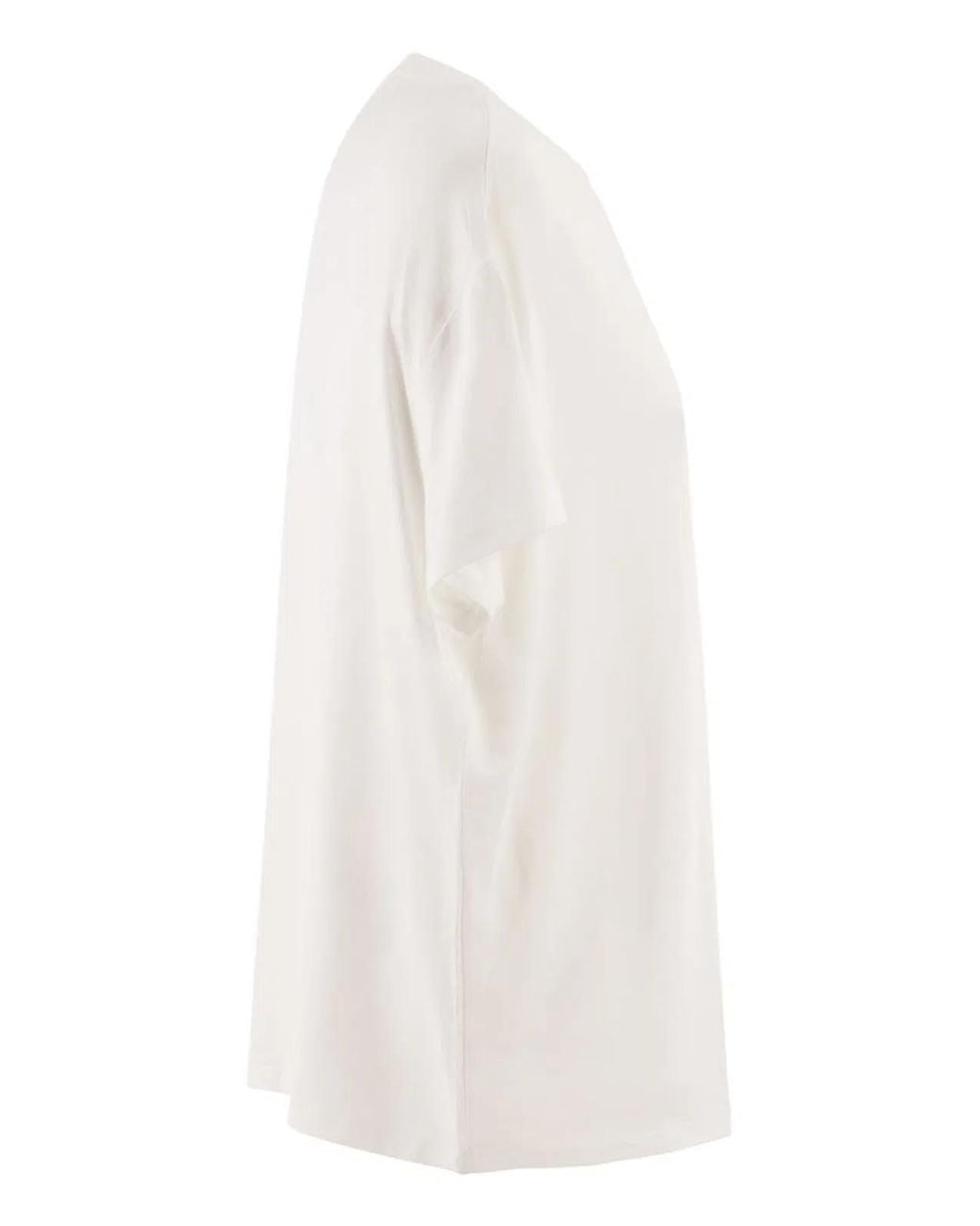 Majestic White Stretch Viscose T-Shirt With Round Neckline