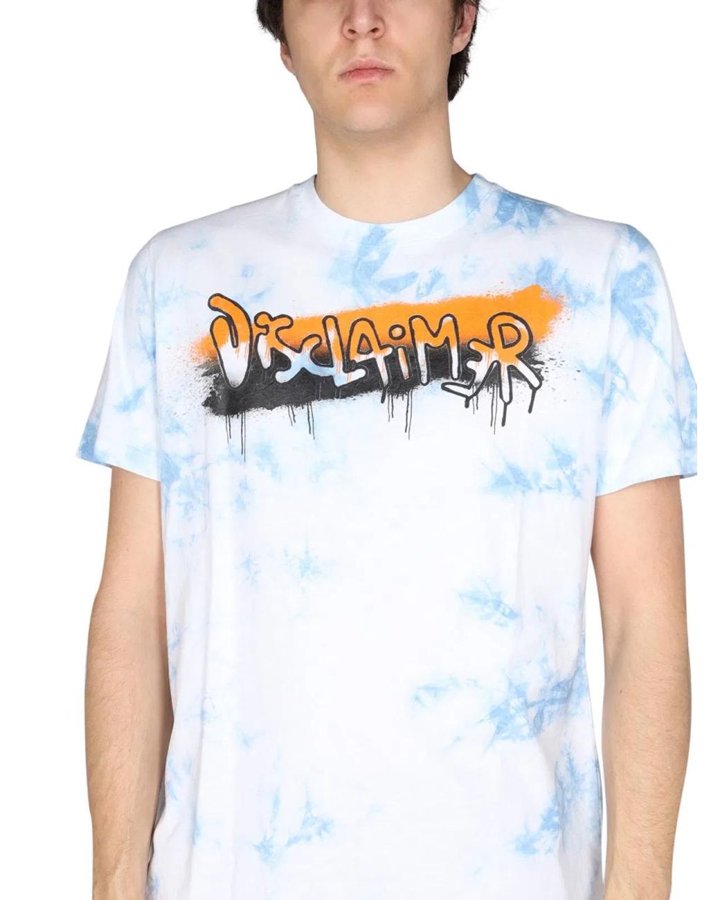 DISCLAIMER White Logo Print T-Shirt for men