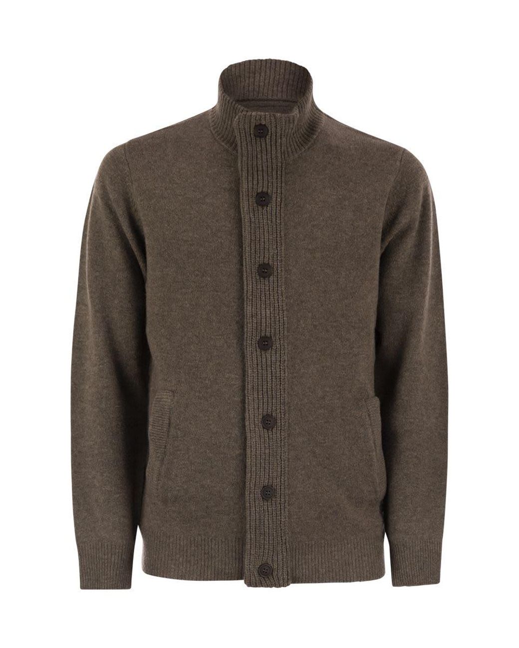 Barbour Brown Zip-Up Jumper Patch for men