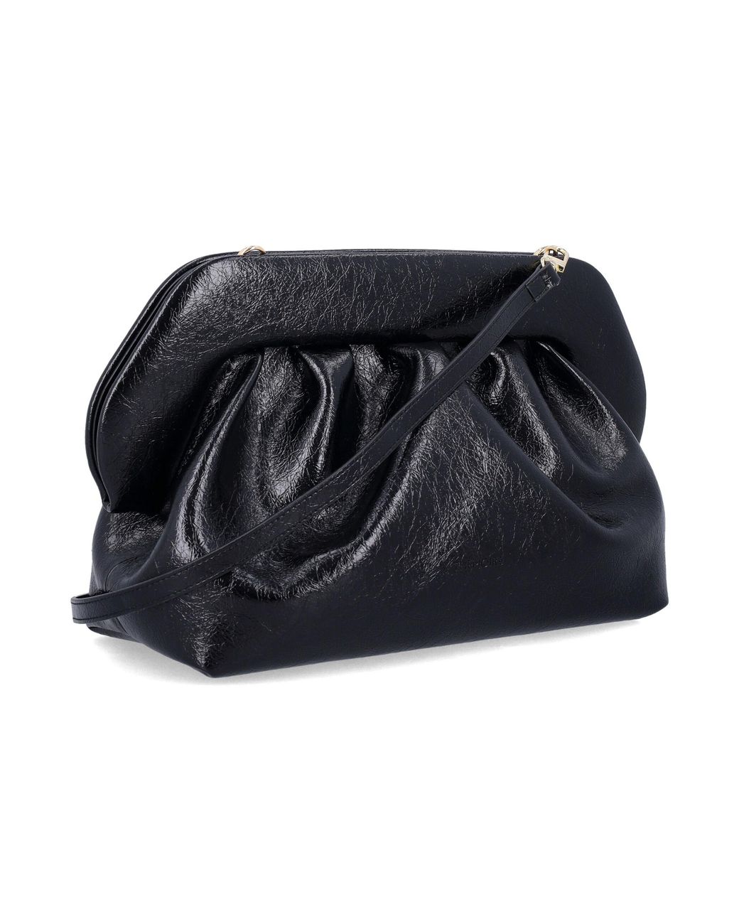 THEMOIRÈ Black Vegan Crumpled Leather Bios Clutch