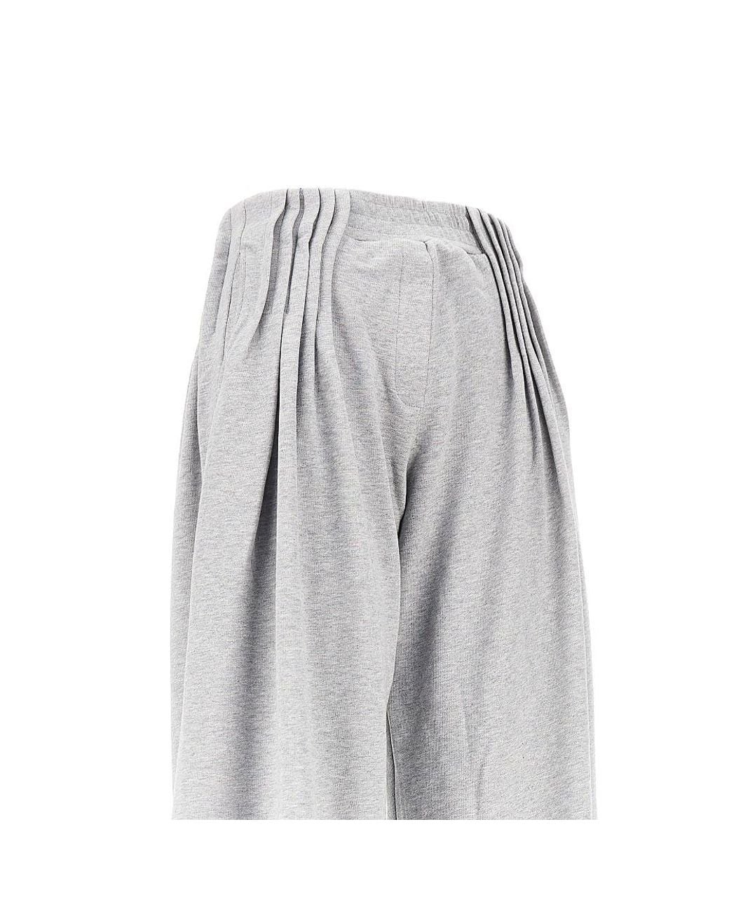 Dries Van Noten Gray Wide-Leg Pleated Sweatpants
