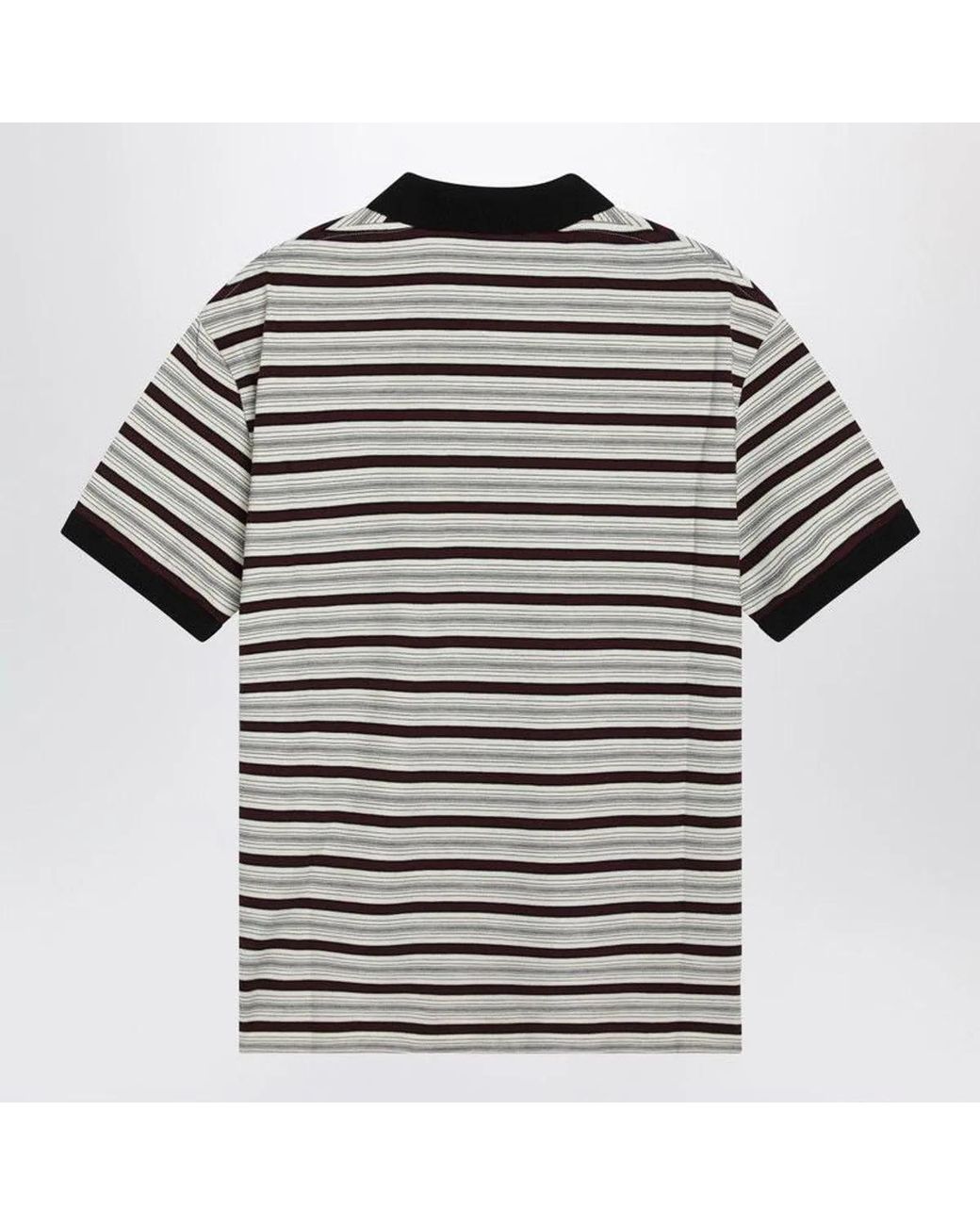 Prada Black Ivory/Garnet Striped Cotton Polo Shirt for men