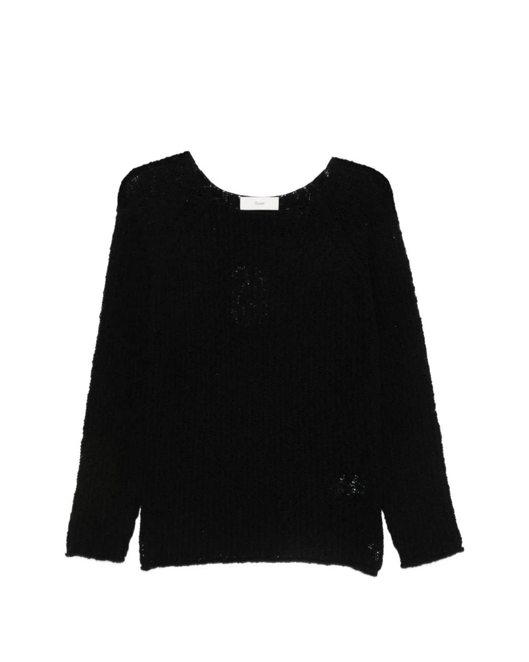 DUNST Black Crochet Crewneck Jumper