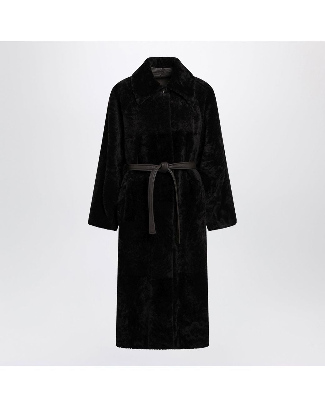 Blancha Black Chocolate Belted Fur Coat