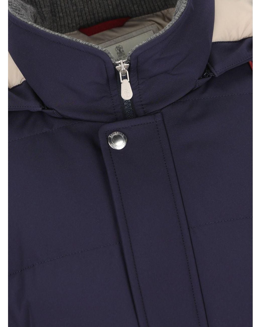 Brunello Cucinelli Blue Nylon Hooded Jacket for men