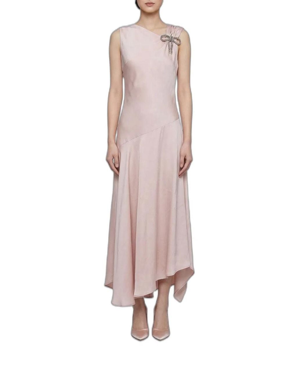 Jil Sander Pink Asymetric Dress With Diagonal Cut