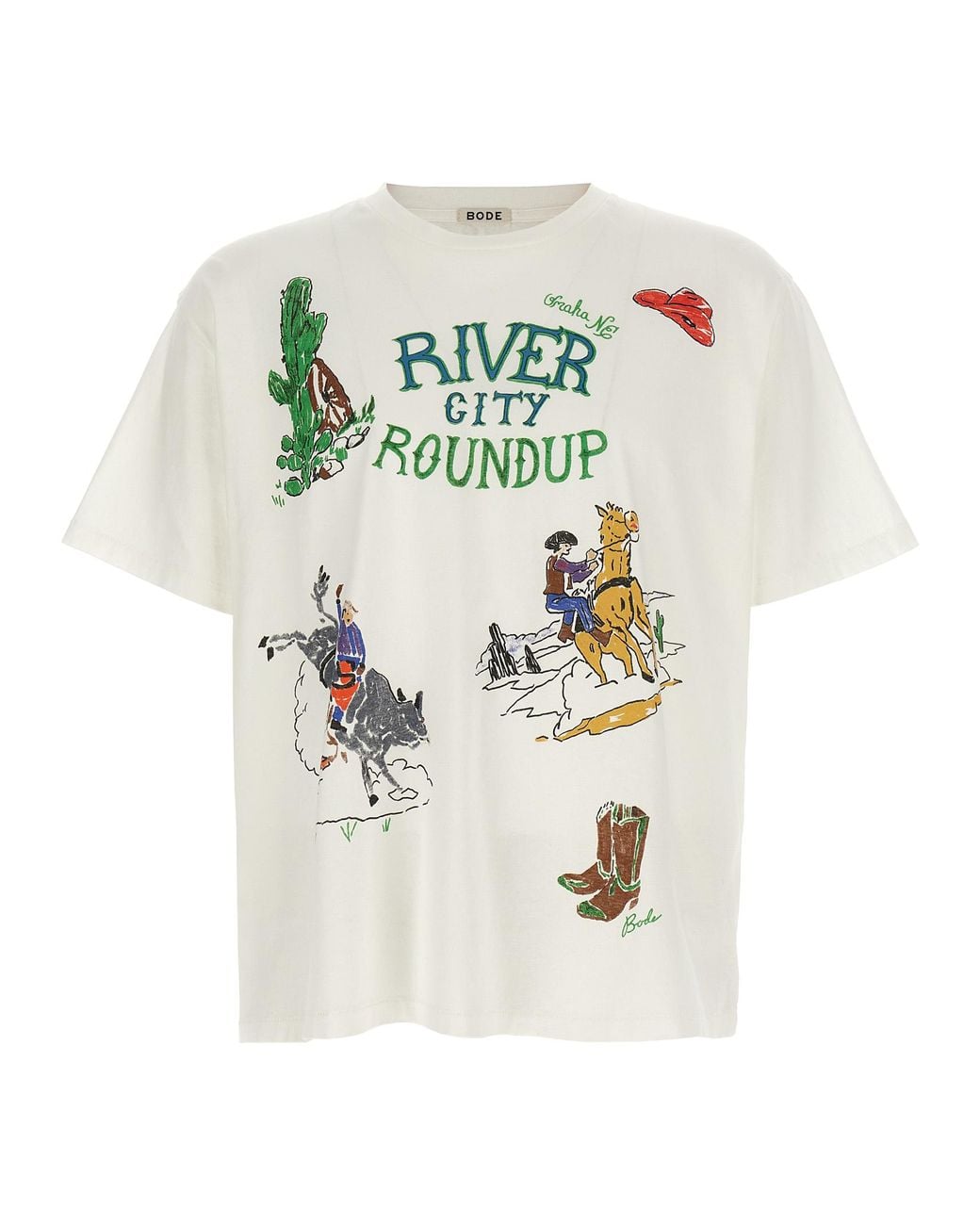 Bode White 'River City' T-Shirt for men