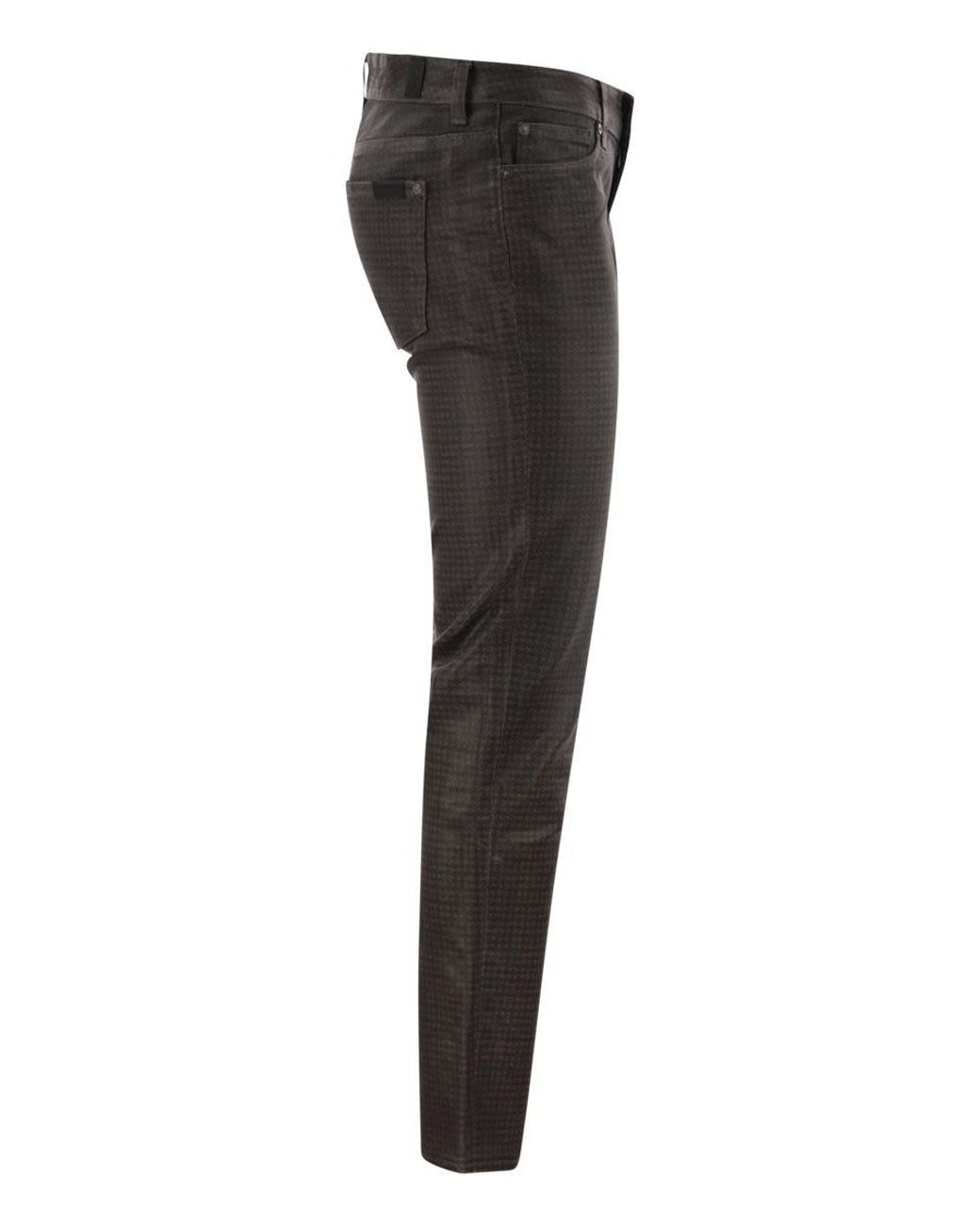 7 For All Mankind Black Slim Houndstooth Trousers