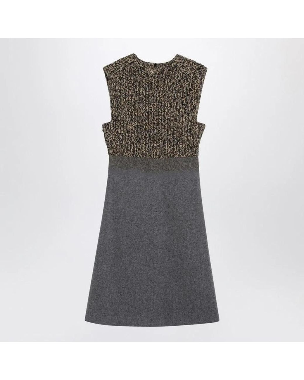 Prada Gray Sleeveless Wool And Cashmere Dress
