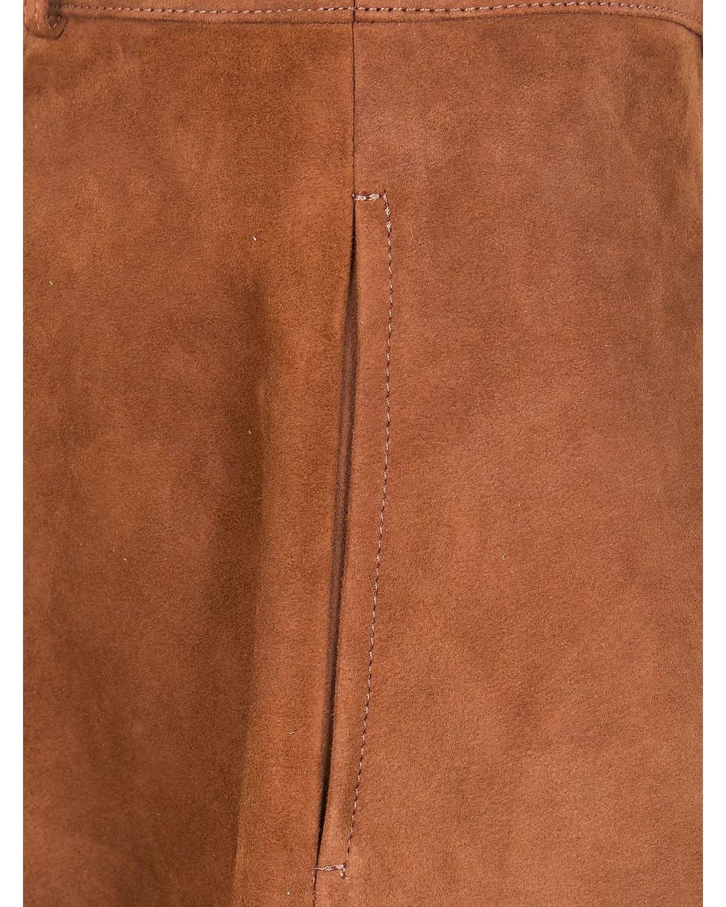 Semicouture Brown Suede Pockets Skirt