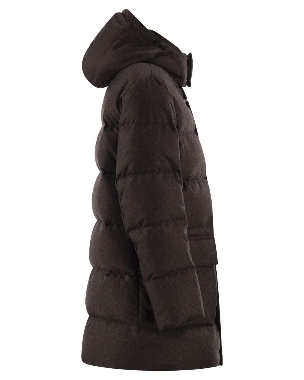 Fay Black Pure Virgin Wool Hooded Down Coat for men