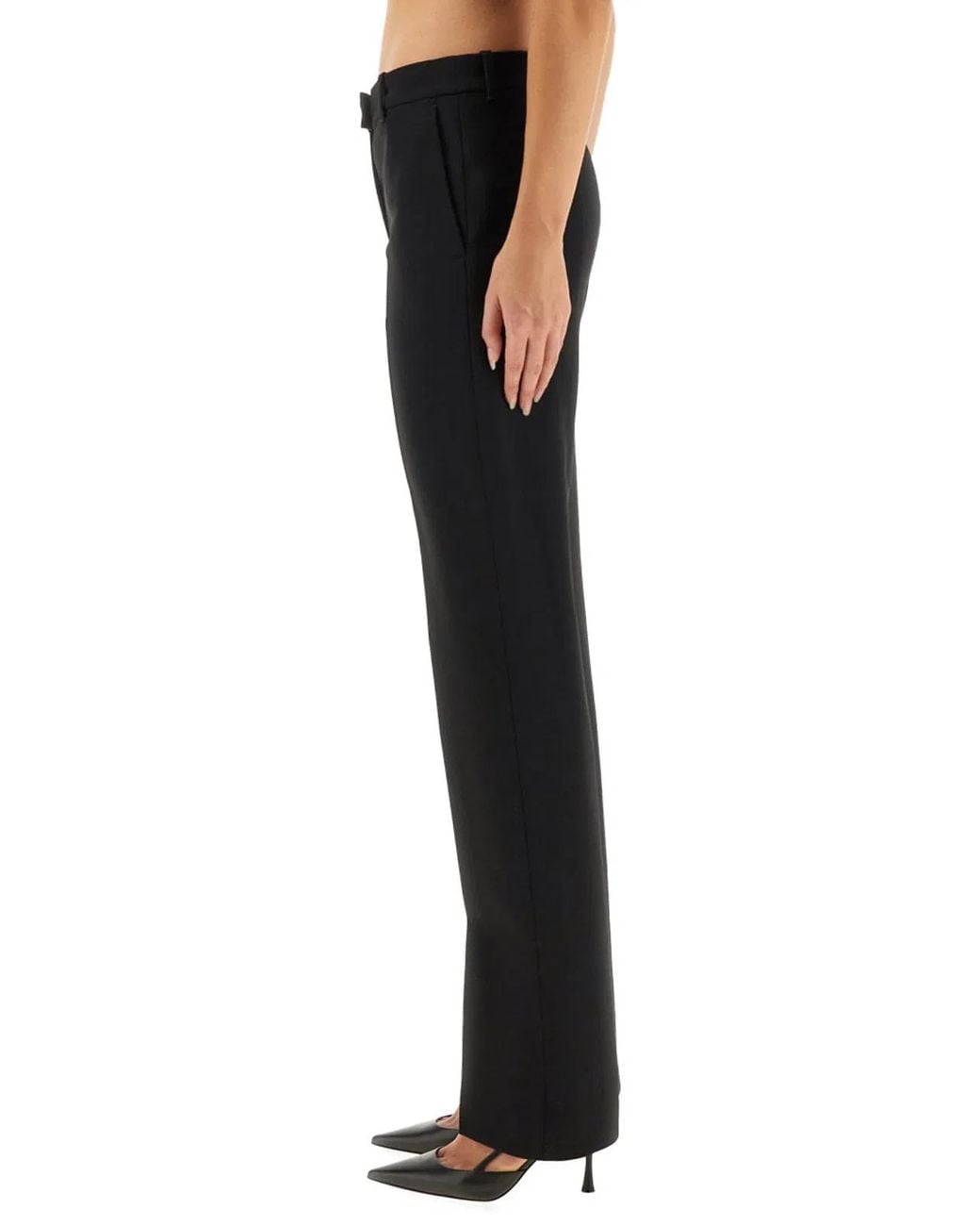 McQueen Black Wool Gabardine Tailored Pants