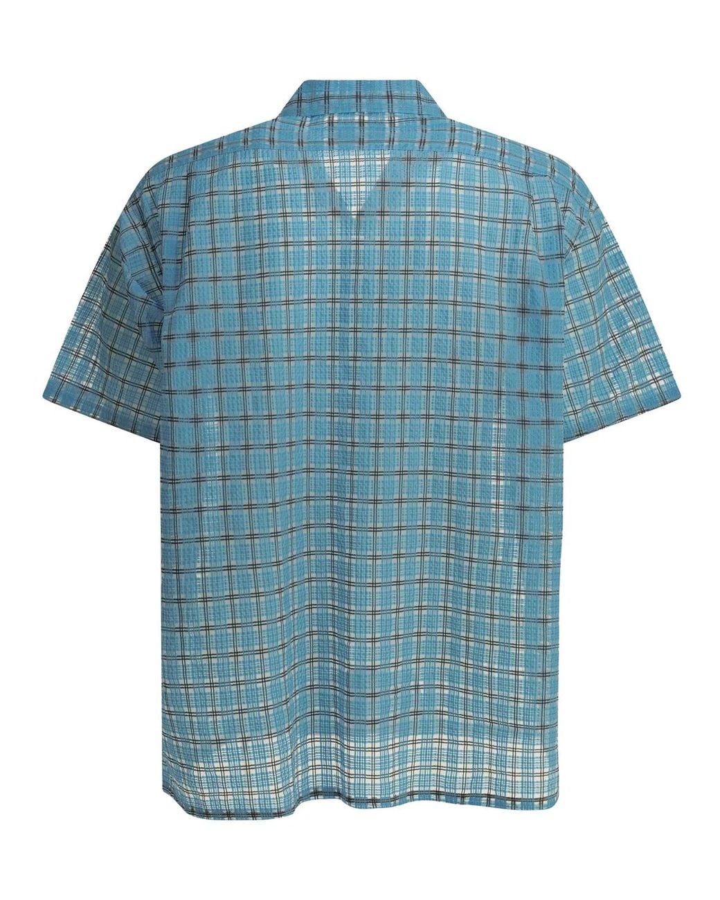 Beams Plus Blue "Open Collar Nylon Airy Plaid" Casual Shirt for men