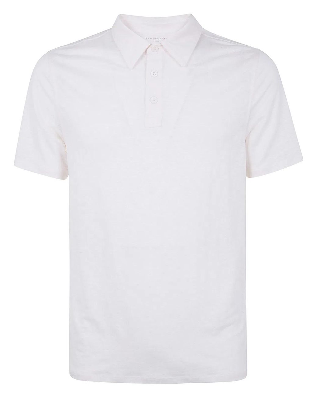 Majestic White Linen Short Sleeves Polo Shirt for men