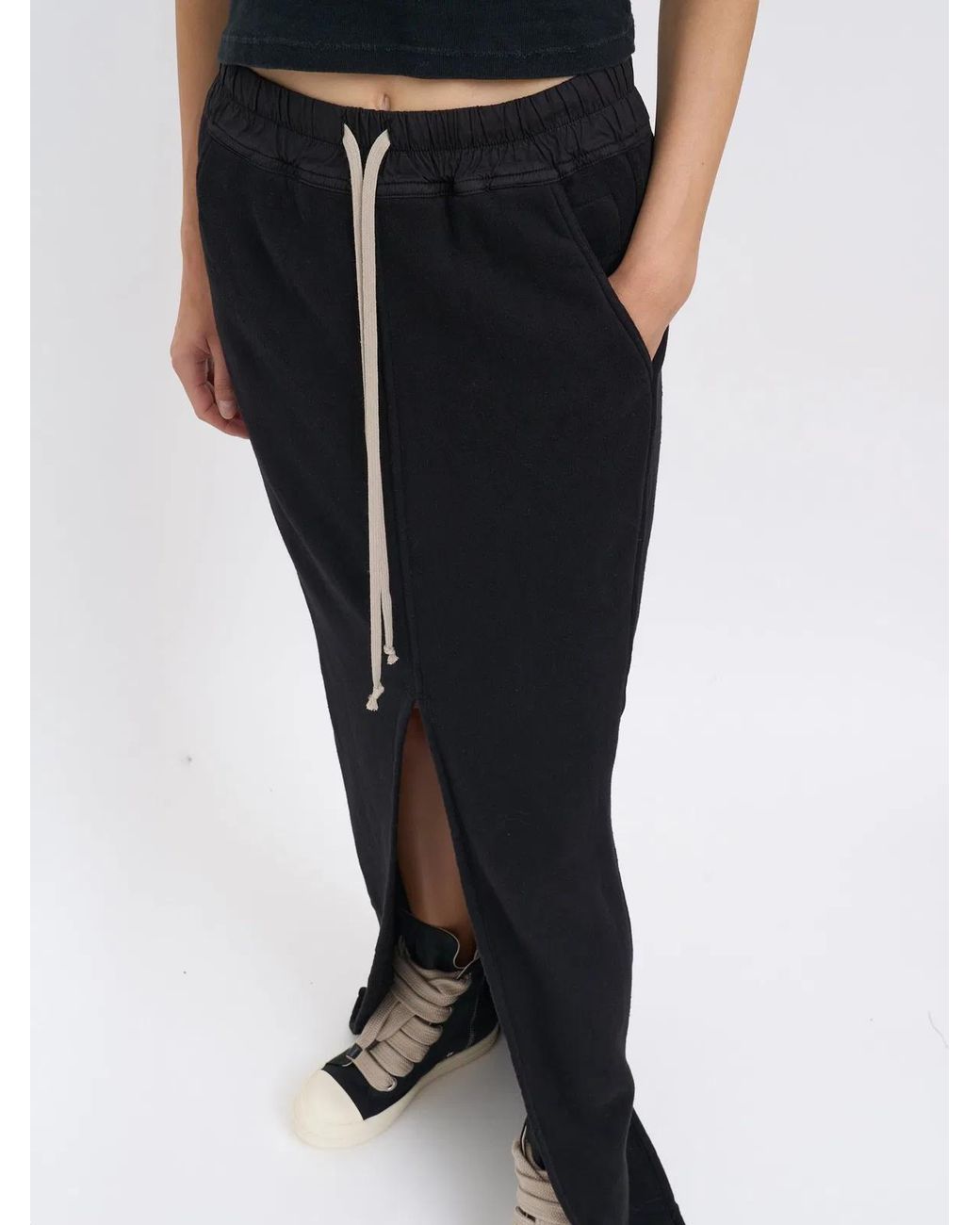 Rick Owens Black Phleg Pillar Skirt Fleece Skirt
