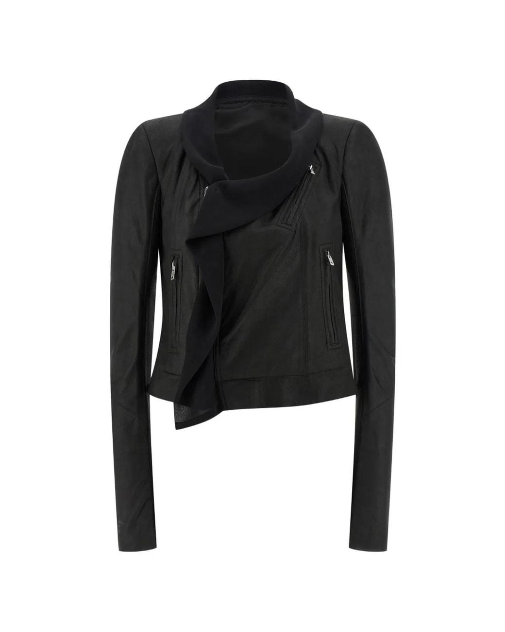 Rick Owens Black Scarf Biker Giacca
