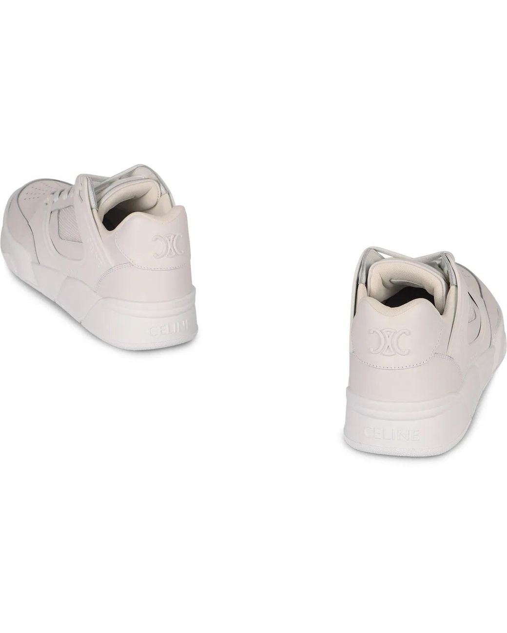 Céline White Ct-09 Leather, Rubber And Mesh Sneakers for men