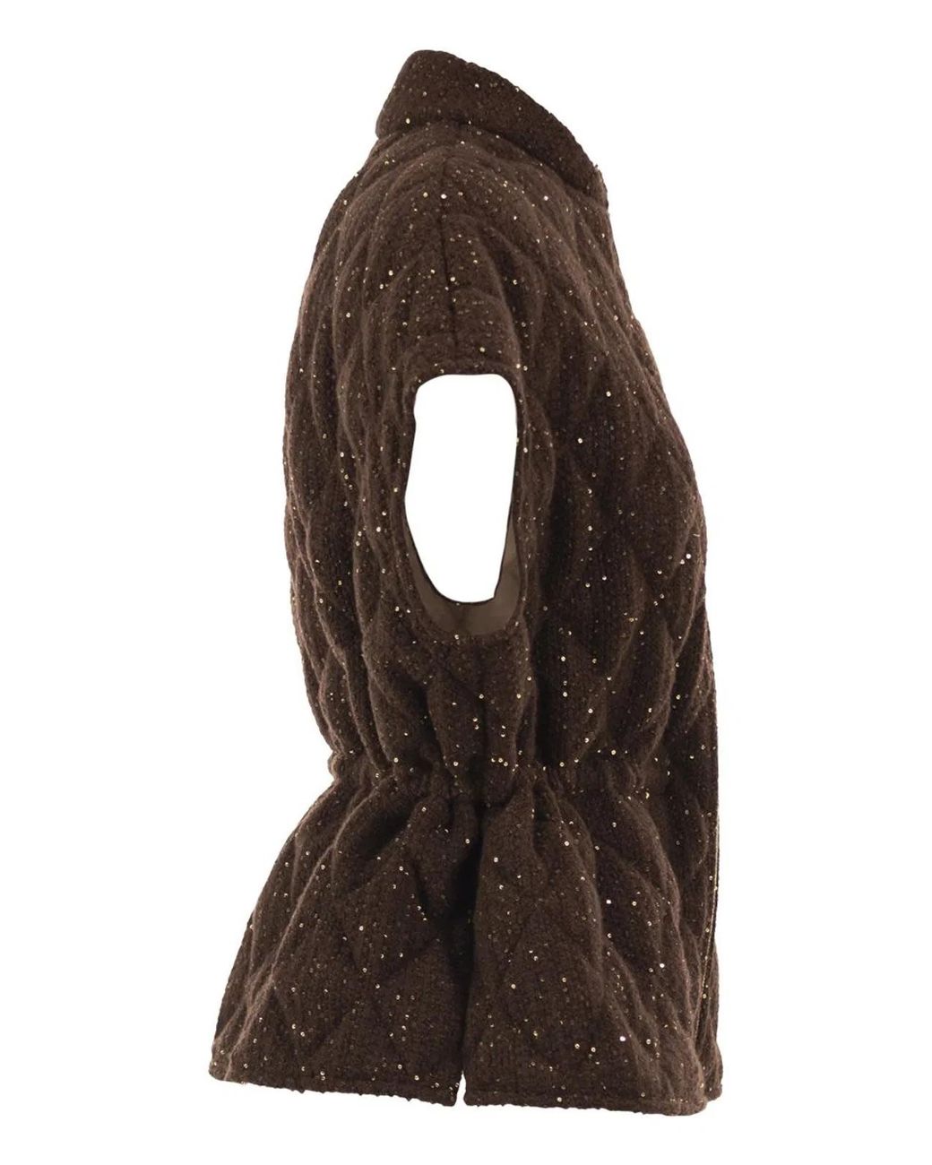 Fabiana Filippi Brown Quilted Virgin Wool, Silk And Cashmere Gilet With Sequins
