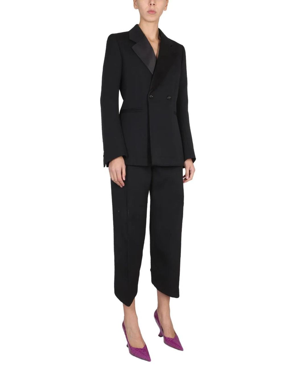 Bottega Veneta Black Wool Jacket With Satin Lapels