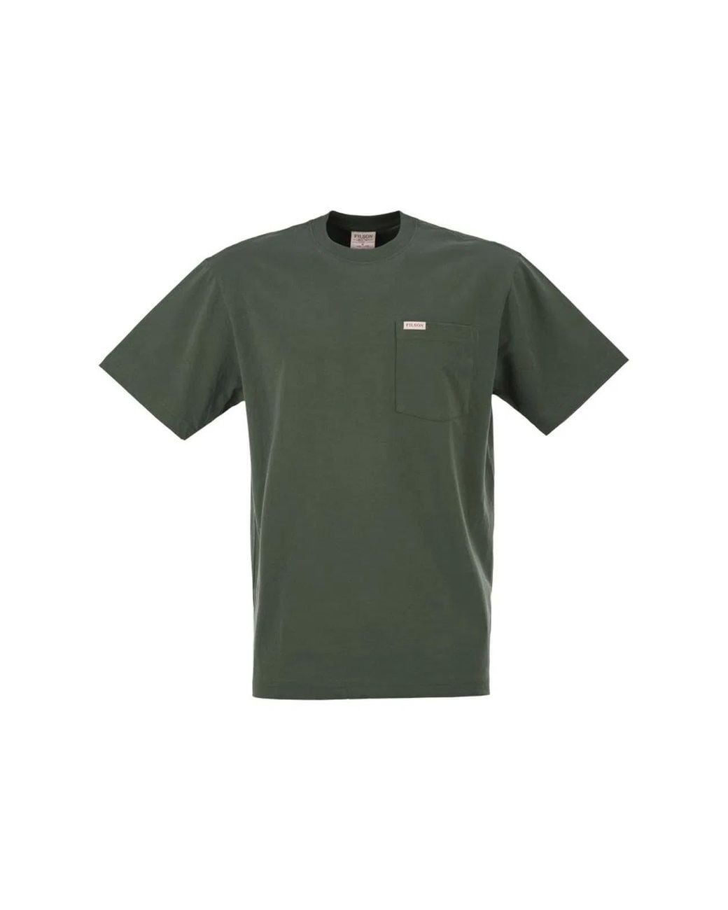 Filson Green Cotton T-Shirt With Patch Pocket for men