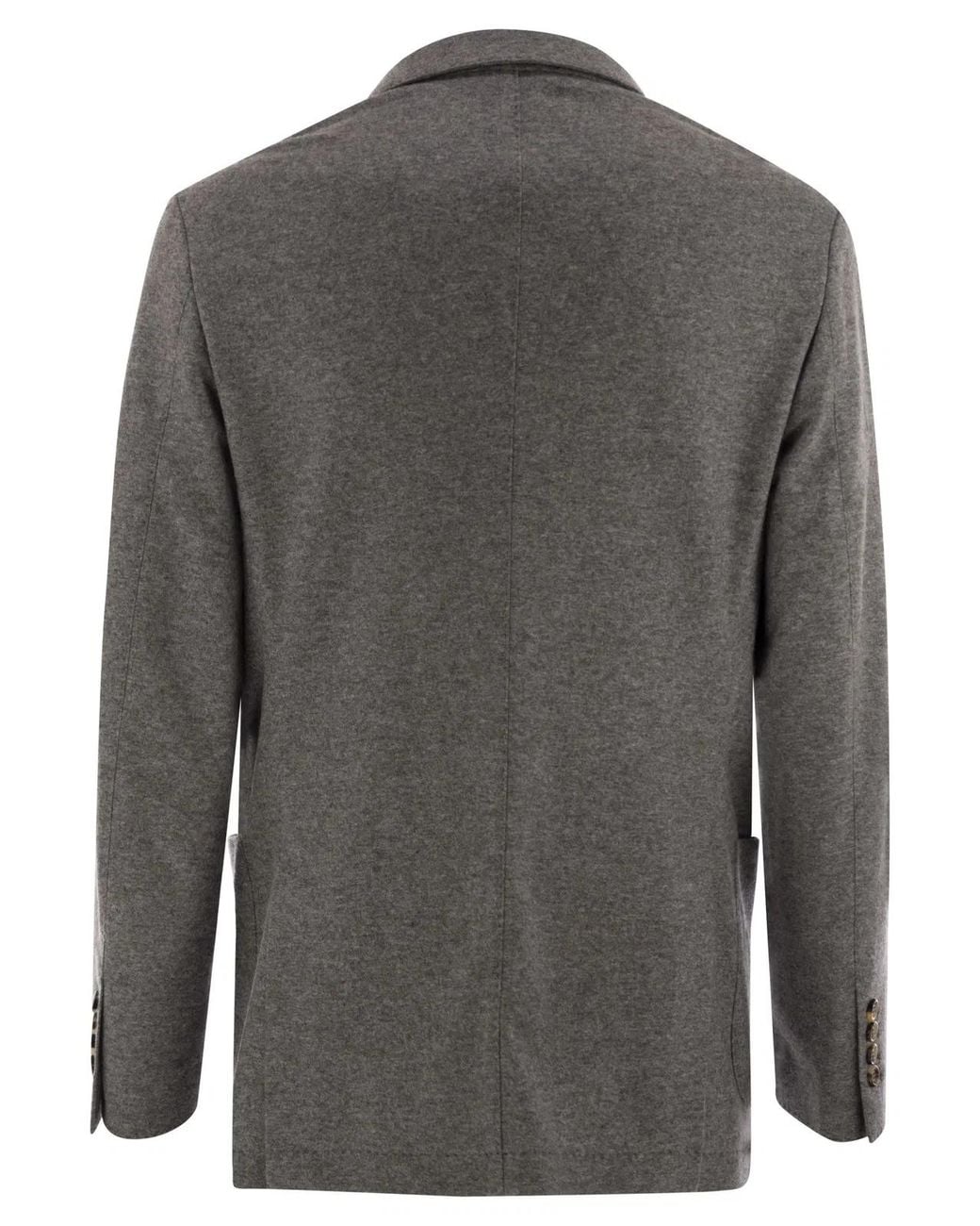 Brunello Cucinelli Gray Cashmere Jersey Blazer With Patch Pockets for men