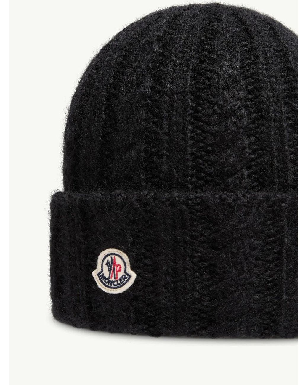 Moncler Black Wool Blend Braided Hat