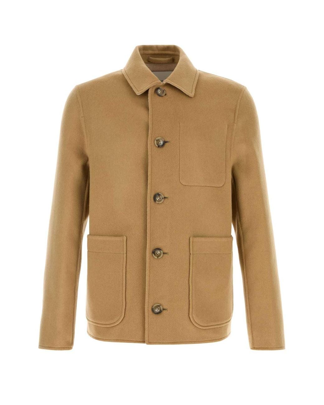 AMI Natural Wool-Cashmere Blend Overshirt for men