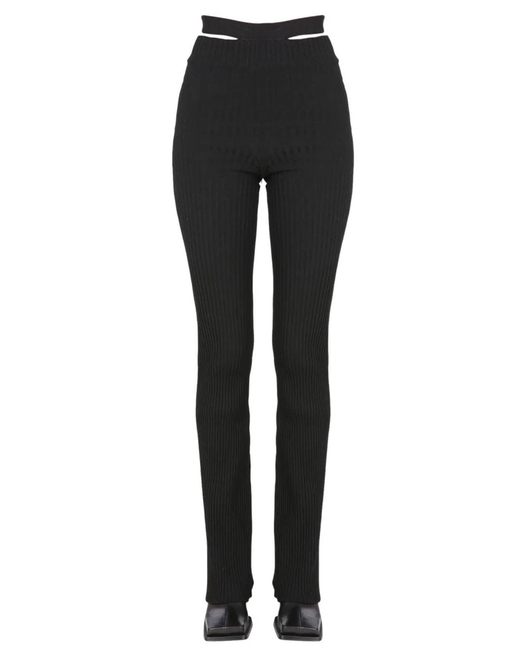 ANDREADAMO Black Andreadamo Ribbed Trousers With Cut Out Belt